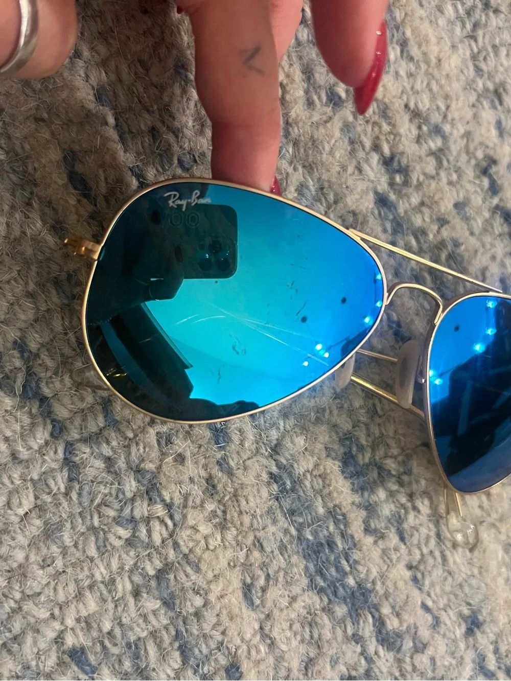 RayBan Aviator Sunglasses Blue Lenses